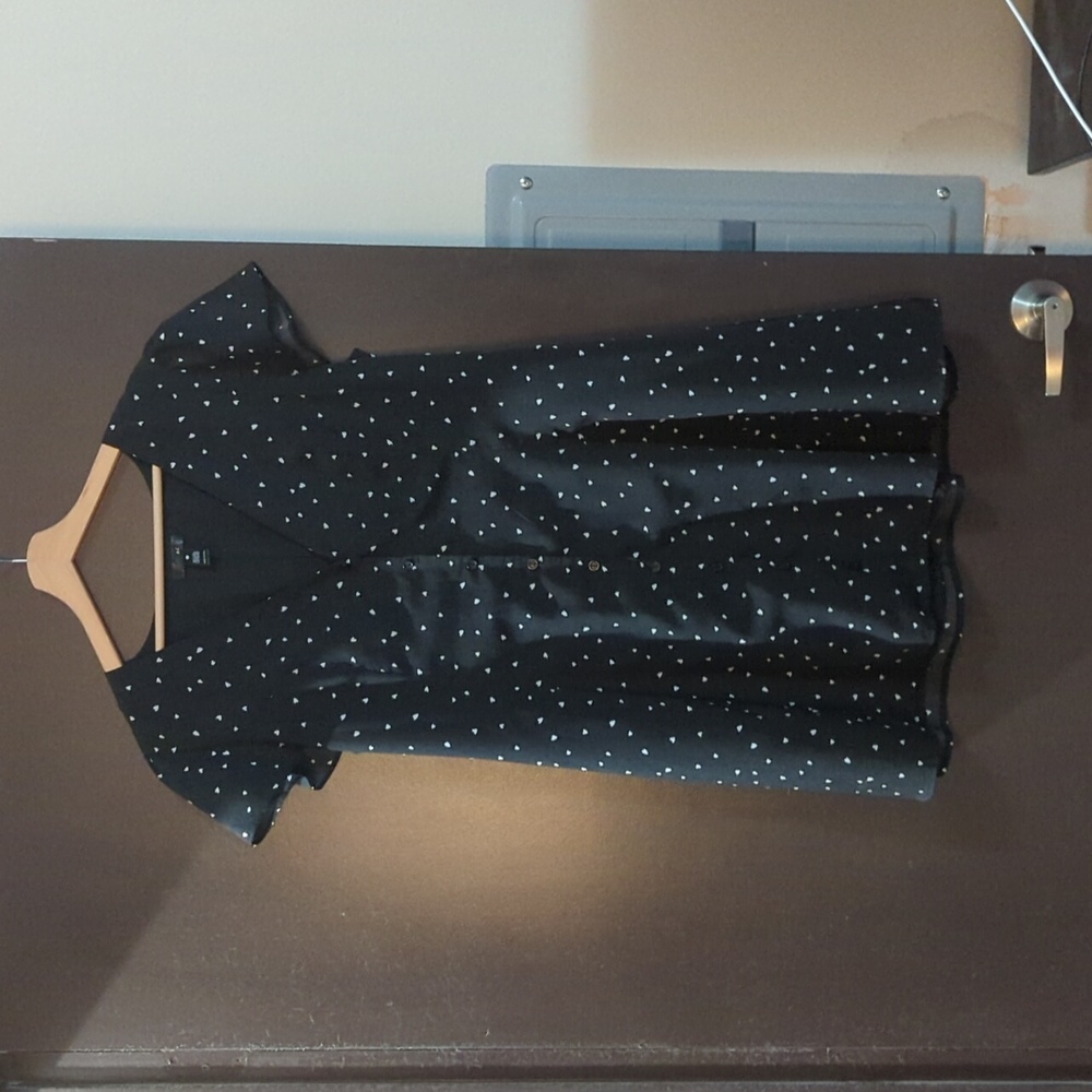 Black and White Heart Midi Dress Sz L